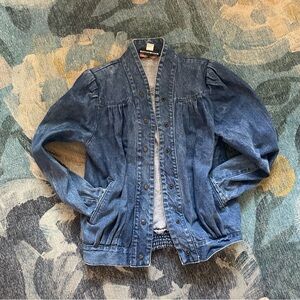 Vintage 80s Bomber Style Denim Jacket L